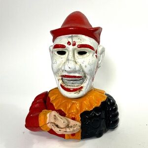 Vintage Cast Iron Humpty Dumpty Clown Mechanical Bank